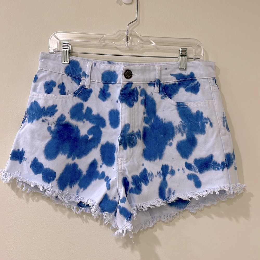 Show Me your Mumu Houston High Waisted Shorts in Indigo Tie Dye